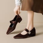 Damen spitze Ballerinas mit eleganter Schnallenverzierung