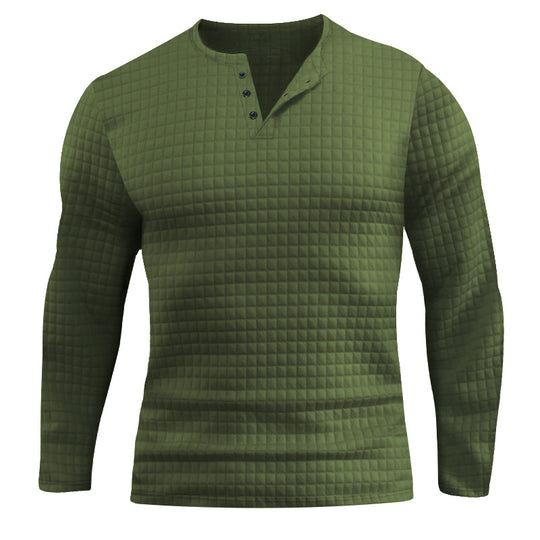 Herren Langarmshirt mit strukturiertem Design und modischem Knopfverschluss R&B