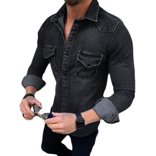 Herren Denim Hemd mit modernem Schnitt und praktischen Brusttaschen R&B