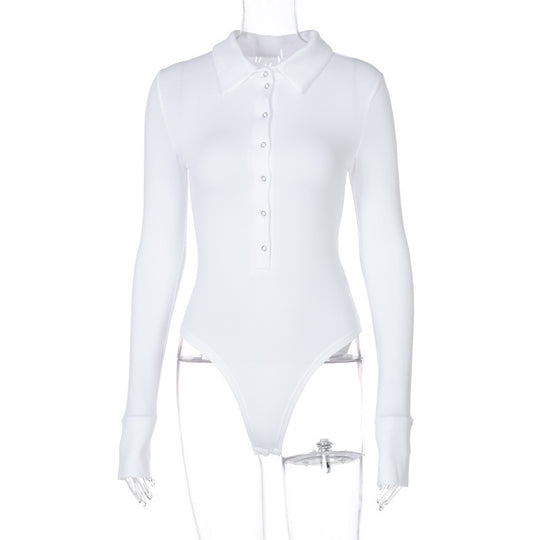 Damen Elegantes Body mit Knopfleiste und langen Ärmeln R&B