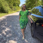 Damen lässiges Blumenkleid mit kreativen Muster R&B