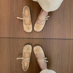 Damen Ballerinas mit Blumenapplikation
