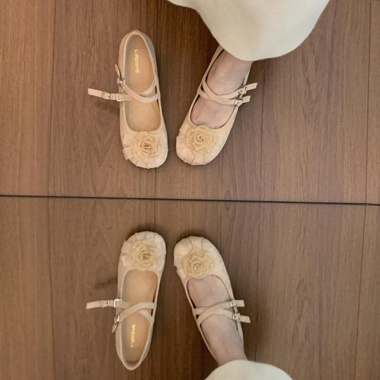 Damen Ballerinas mit Blumenapplikation R&B