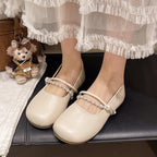 Damen elegante Ballerinas mit Perlenakzenten