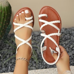 Damen elegante Riemchen-Sandalen mit geflochtenem Design R&B