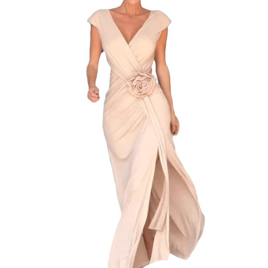 Damen Elegantes Wickelkleid mit floralem Detail und Schlitz R&B