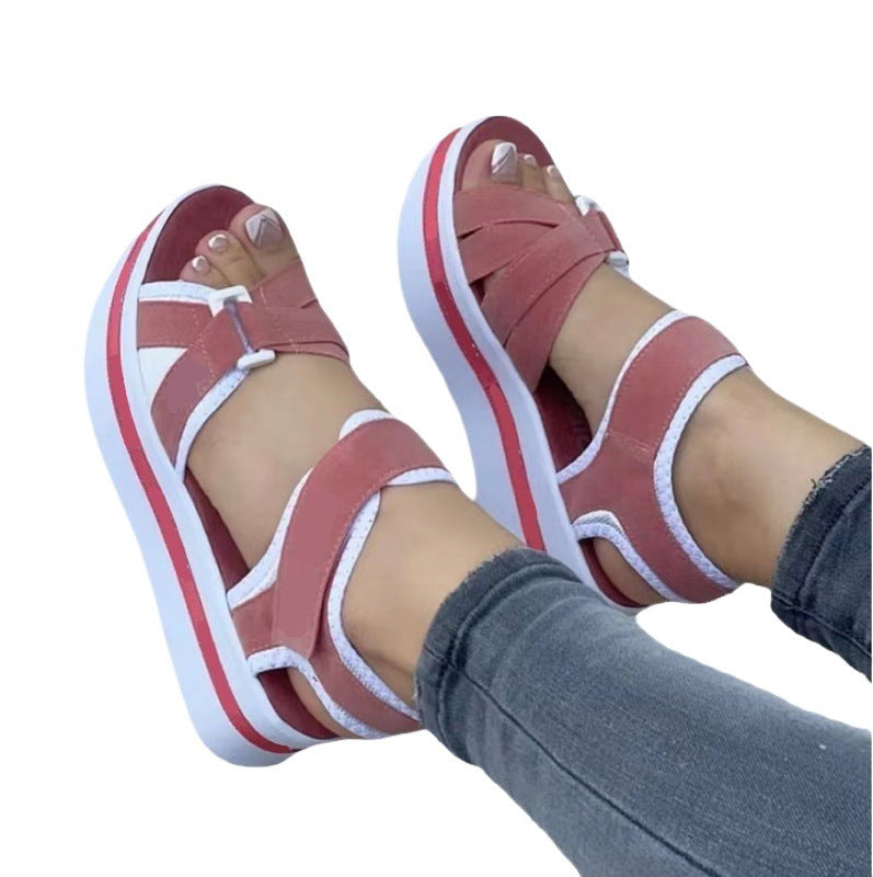 Damen Plateau-Sandalen mit verstellbaren Riemen und gepolstertem Fußbett R&B