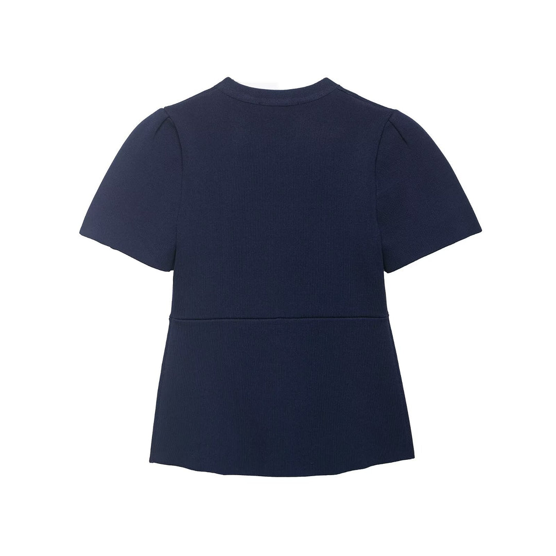 Damenbluse mit strukturierten Puffärmeln und Knopfdetail R&B