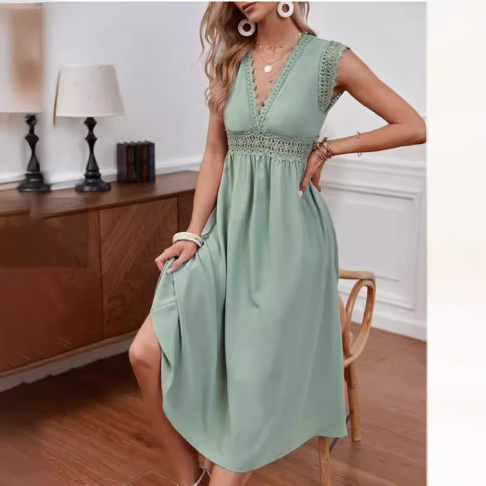 Damen Kleid mit Spitzendetails und lockerer Passform R&B