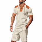Herren lässiges Sport-Set mit dezenten Kontrastdetails und funktionalem Kragen