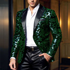 Damen eleganter Pailletten-Blazer mit floralem Design und luxuriösem Schnitt R&B