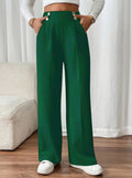 Damen Weit geschnittene Hose mit eleganter Knopfdetail R&B