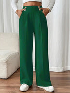 Damen Weit geschnittene Hose mit eleganter Knopfdetail R&B