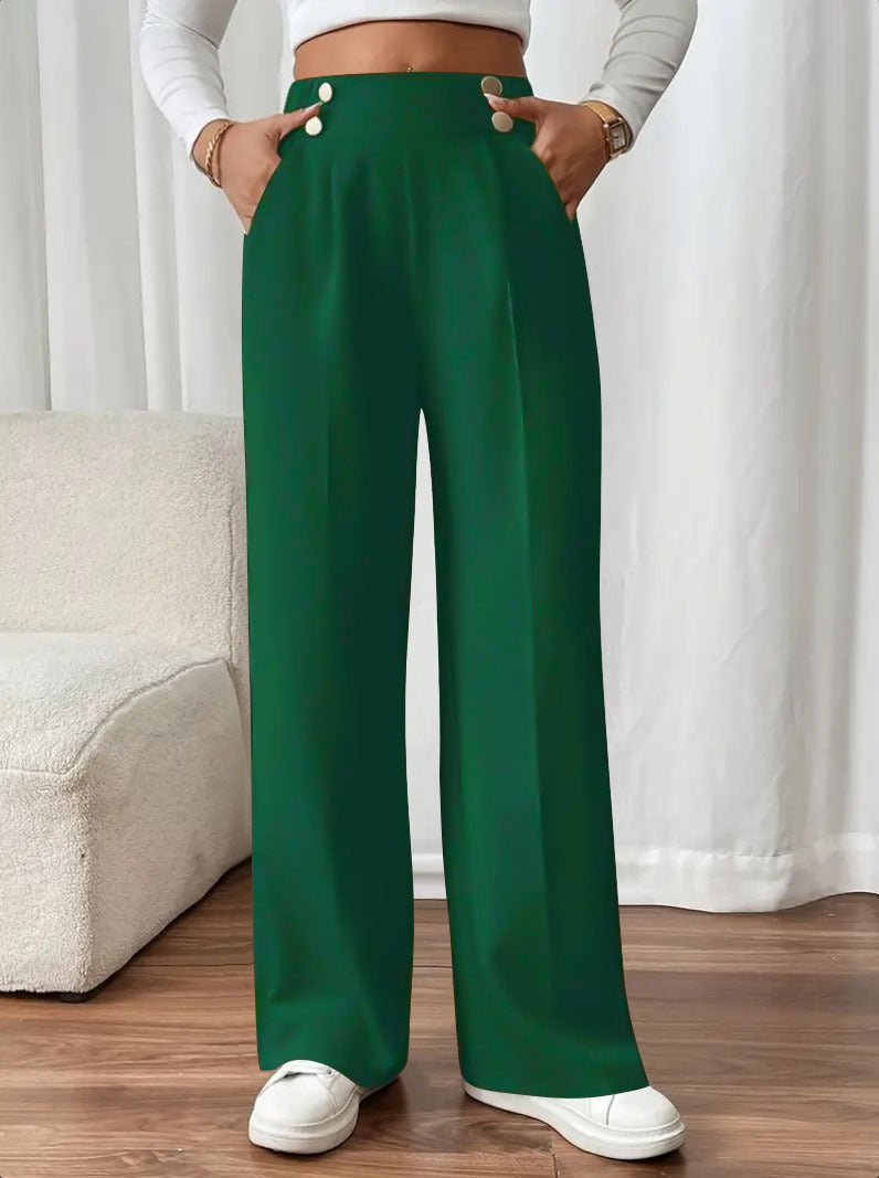 Damen Weit geschnittene Hose mit eleganter Knopfdetail R&B