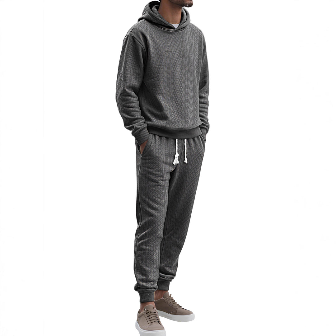 Herren nan strukturierter Velours-Jogginganzug mit Kapuzenpullover und Kordelzughose R&B