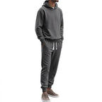 Herren nan strukturierter Velours-Jogginganzug mit Kapuzenpullover und Kordelzughose R&B