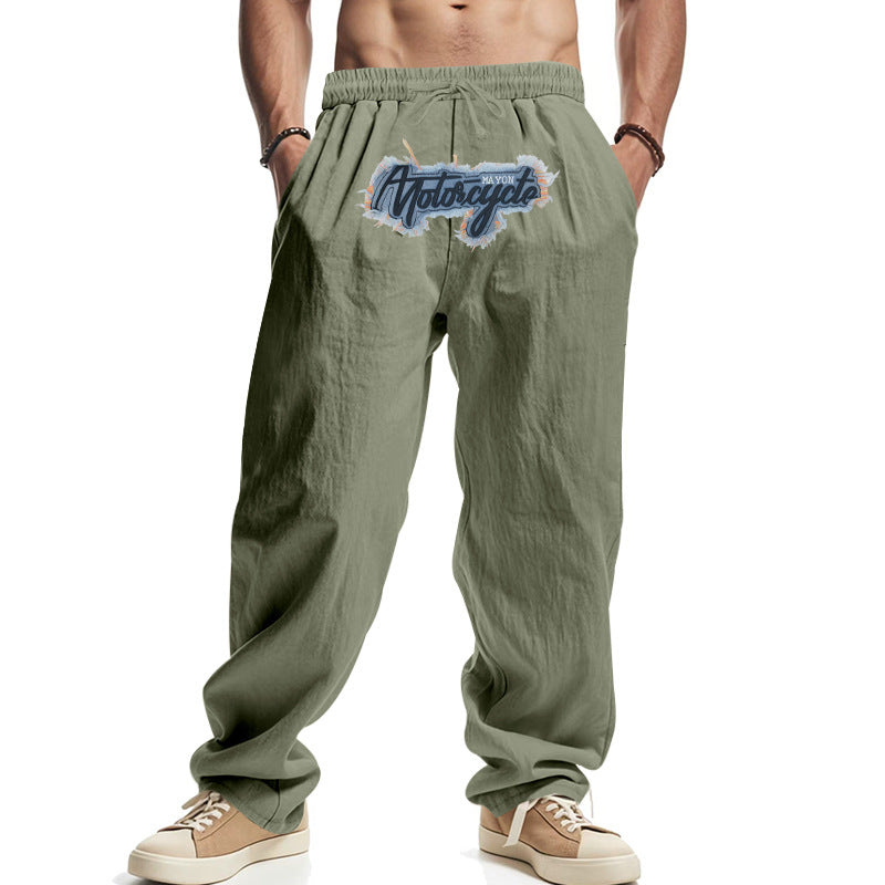Herren lässige Freizeithose mit elastischem Bund und stilvollem Logo R&B