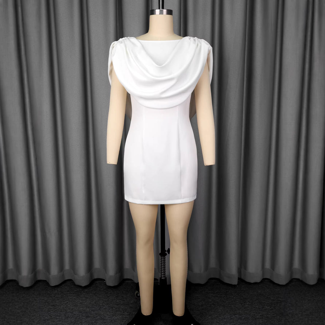 Damen Elegantes Minikleid mit drapiertem Schalkragen R&B
