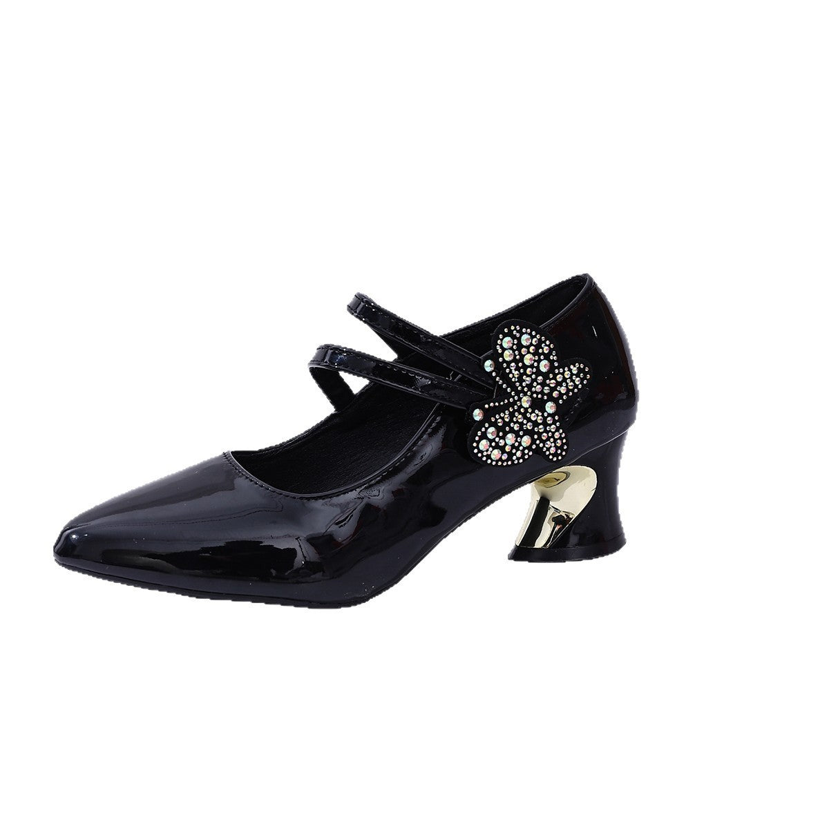 Damen elegante Abendpumps mit funkelnder Schmetterlingsapplikation R&B