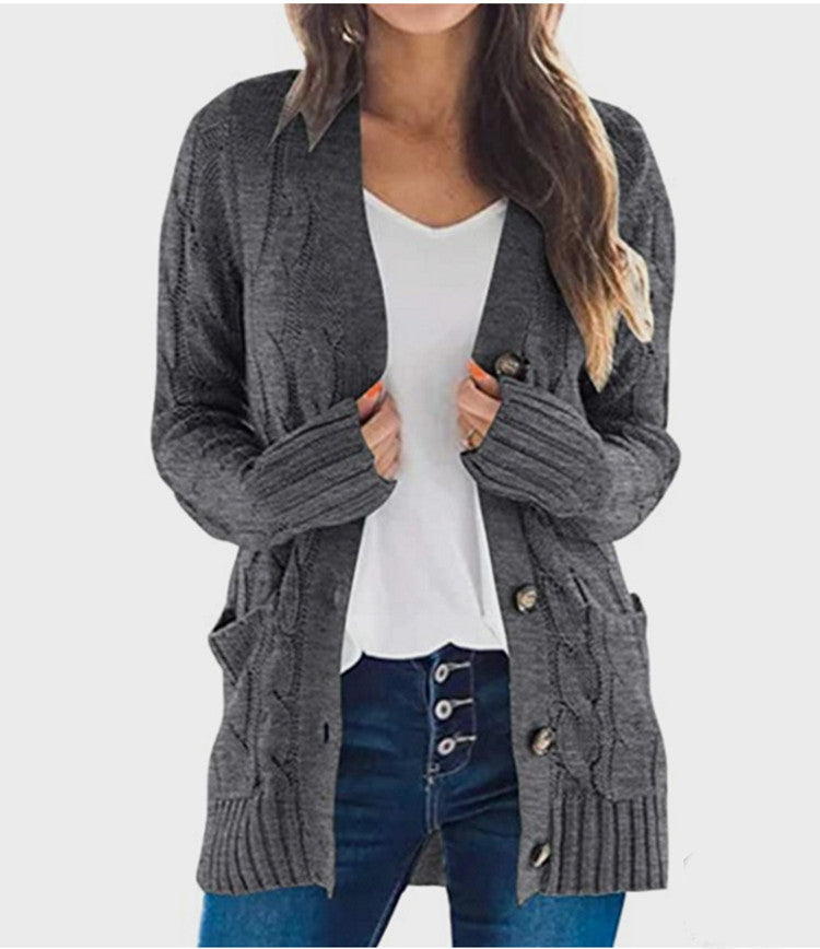 Damen Strickjacke mit Zopfmuster und praktischen Taschen R&B