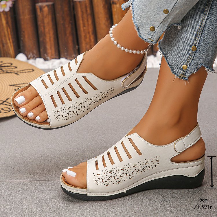 Damen Offene Sandalen mit feiner Durchbruchsstruktur R&B