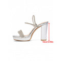 Damen Sandalen mit hohen Blockabsätzen und Glitzerdetails R&B