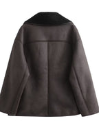 Damen Oversized-Baumwolljacke mit gefüttertem Kragen R&B