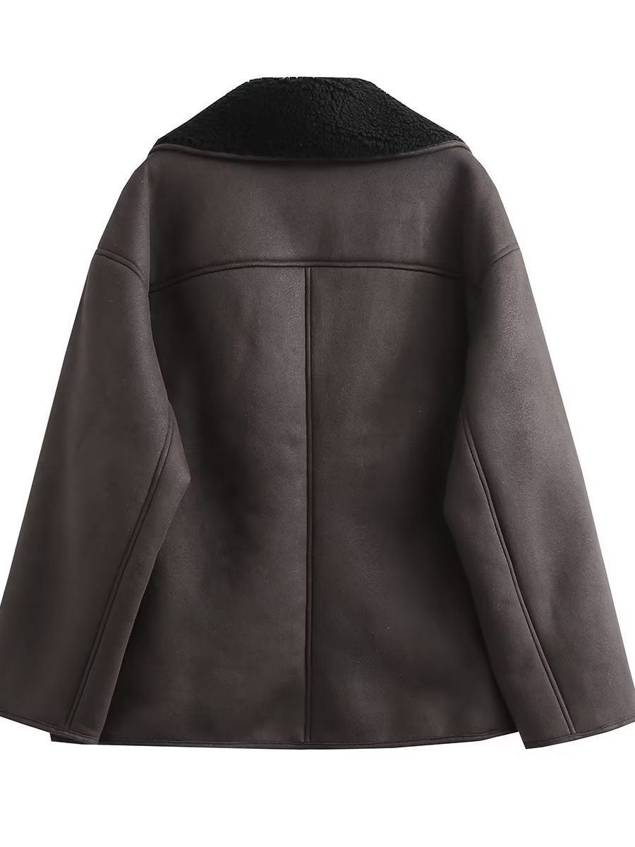 Damen Oversized-Baumwolljacke mit gefüttertem Kragen R&B