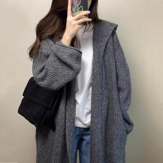 Damen Grobstrick Cardigan mit offenem Schnitt und lässigem Design R&B