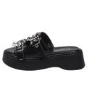 Damen modische Plateau-Sandalen mit auffälligen Schnallen R&B