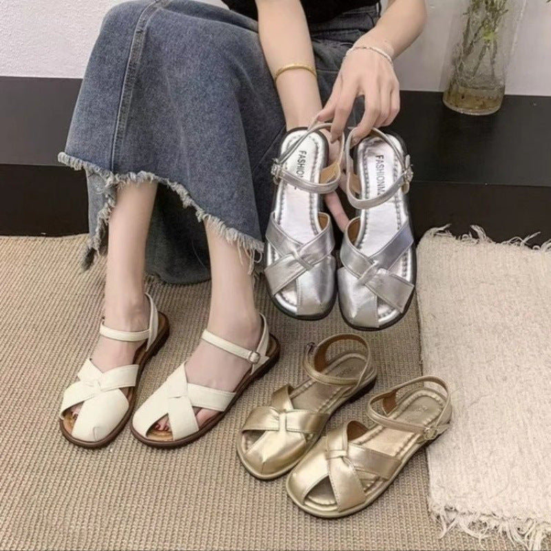 Damen Modische Riemchensandalen mit elegantem Kreuz-Design R&B