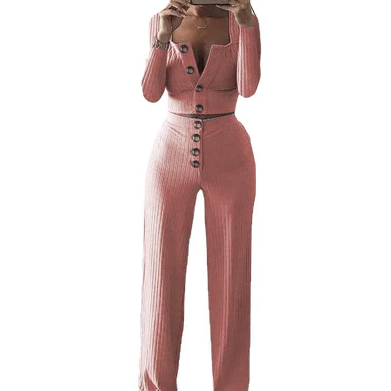 Damen Bequemes und stilvolles 2-teiligen Strickanzug mit Knopfdetails R&B