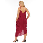 Damen lässiges Maxikleid mit tiefem V-Ausschnitt und Seitentaschen R&B