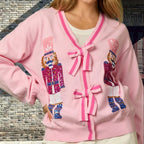 Damen Strickjacke mit funkelnden Details und raffinierten Schleifen R&B