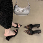Damen schicke Slingback Mules mit modischem Leopardenprint R&B
