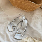 Damen Elegante Slingback-Sandalen mit schimmerndem Obermaterial und modischem Riemendesign R&B
