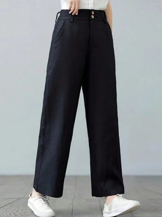 Damen Weite Leinenhose mit elastischem Bund und praktischen Seitentaschen R&B