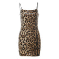 Damen Elegantes Leopardenmuster Kleid mit Glitzersteinen R&B