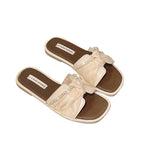 Damen Pantolette mit elegantem Schleifen-Design und perlengesäumtem Riemen EB