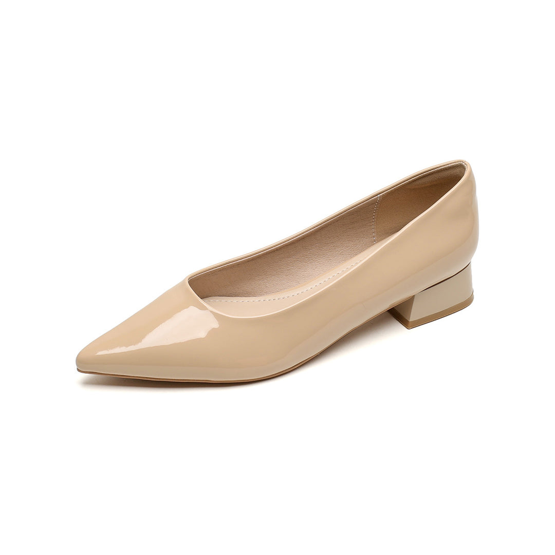 Damen elegante Ballerinas mit spitzem Zehenbereich und komfortablem Blockabsatz R&B