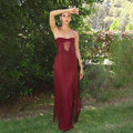 Damen Elegantes Maxi-Kleid mit Fransen und tiefem Ausschnitt R&B
