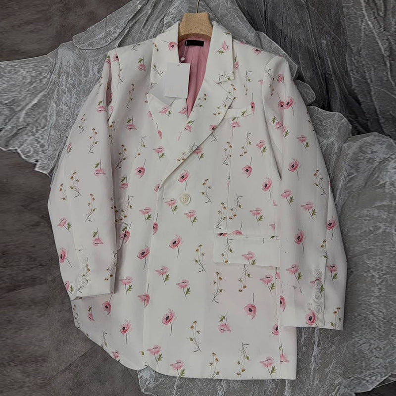 Damen eleganter Blazer-Kleid mit floralen Akzenten R&B