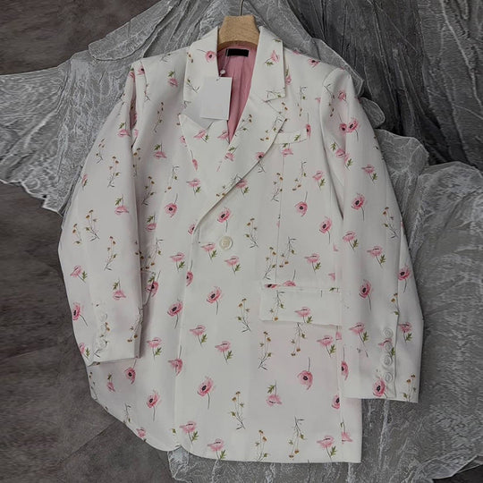 Damen eleganter Blazer-Kleid mit floralen Akzenten R&B