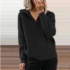 Damen Strickjacke mit Kapuze und strukturiertem Rippdesign R&B