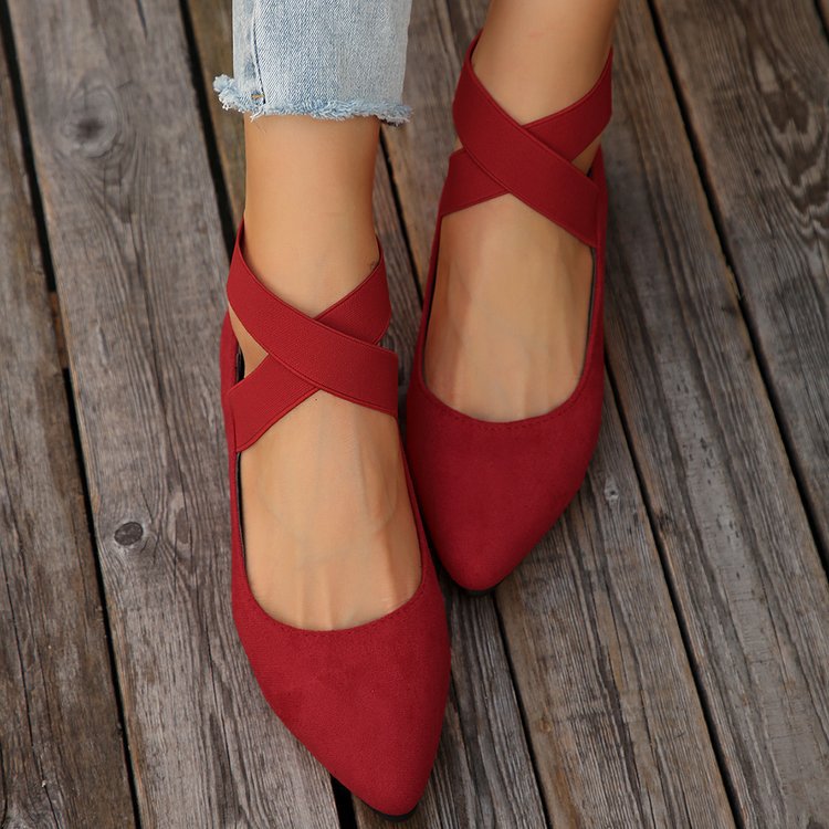 Damen Bequeme Ballerinas mit modischen Kreuzriemen R&B