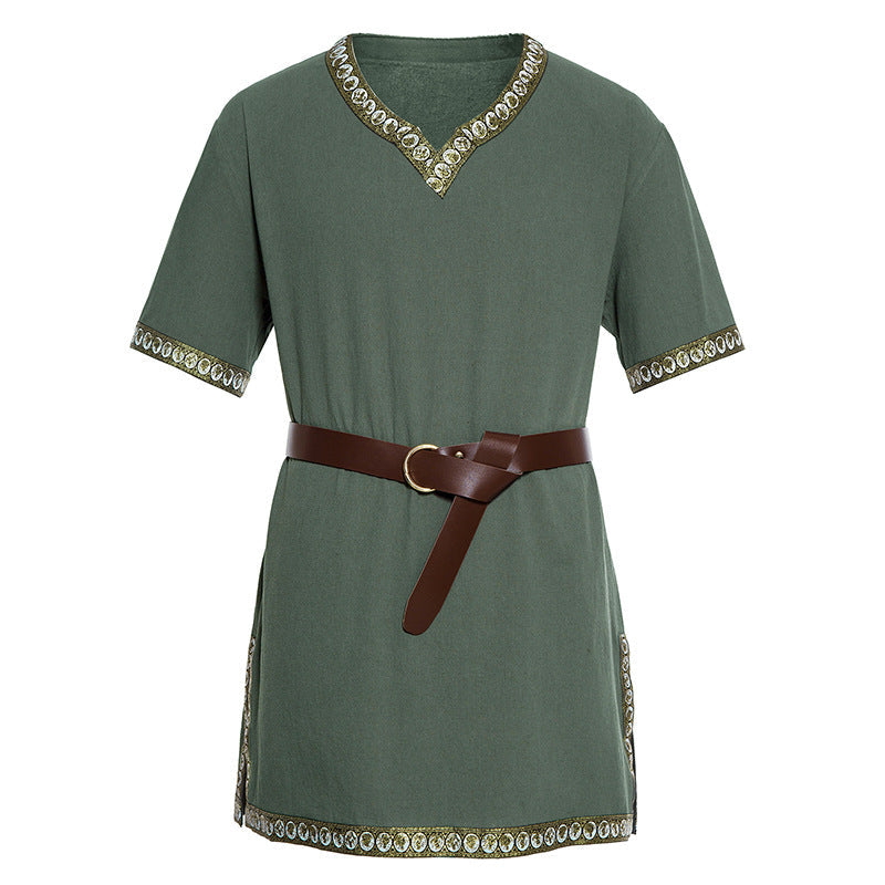 Damen Mittelalterliches Kleid mit dekorativem Kragen und Gürtel