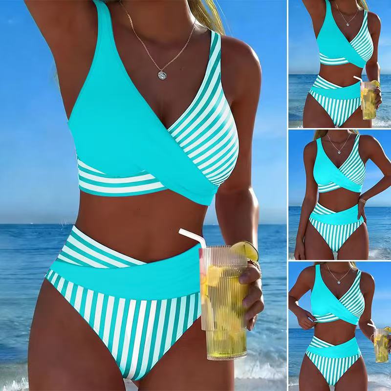 Damen Sportlicher Zweiteiliger Badeanzug mit asymmetrischem Design R&B