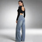 Damen Weit geschnittene Jeanshose mit markanten Nähdetails