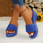 Damen Wedge-Sandalen mit geflochtenem Riemen und ergonomischer Sohle R&B