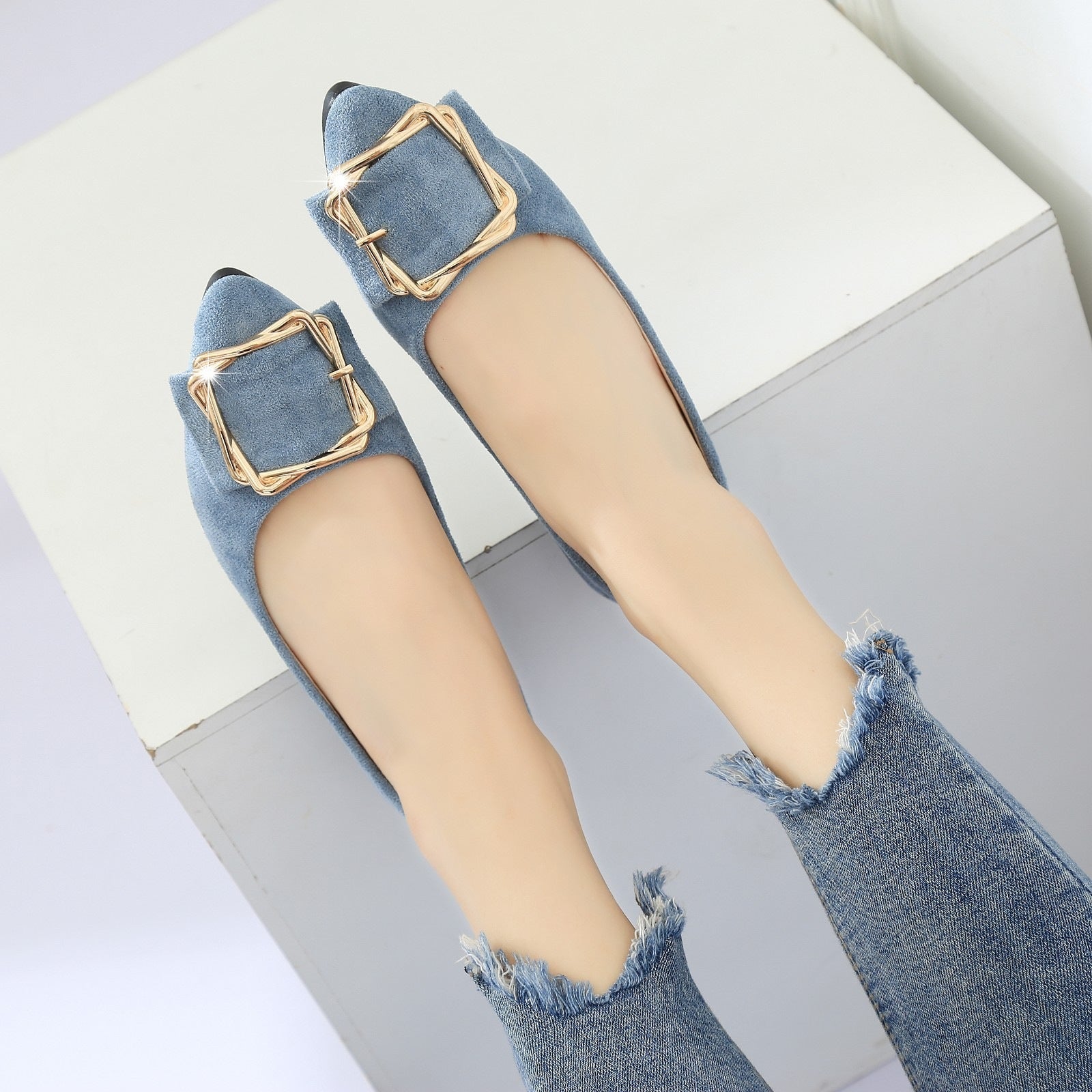 Damen Elegante Ballerinas mit modischem Schmuckdetail R&B